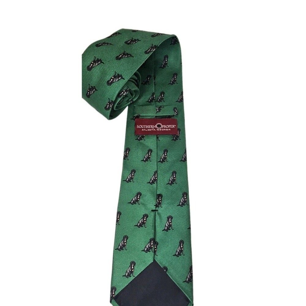 Southern Proper Black Labrador Dog Silk Tie Green Novelty Necktie Atlanta GA